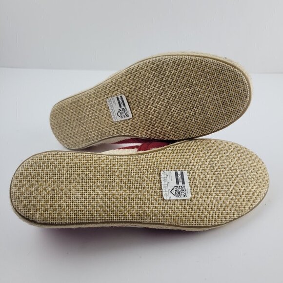 Toms Classic University Red Stripe Canvas Espadrille Slip On Flats 6 - Picture 7 of 9